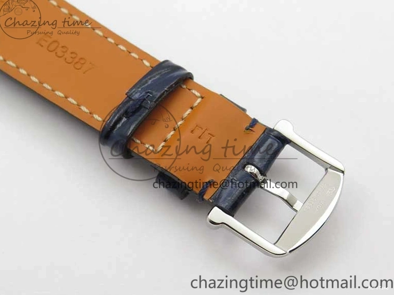 MIROTIME 1224 Portofino 37mm SS V7F 1:1 Best Edition Blue Dial Diamonds Bezel on Blue Leather Strap A Chic 7093